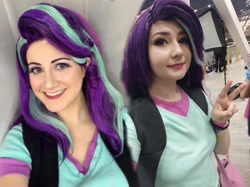 Size: 2171x1621 | Tagged: safe, artist:sarahndipity cosplay, artist:seabeersky, starlight glimmer, human, equestria girls, equestria girls specials, g4, my little pony equestria girls: mirror magic, clothes, cosplay, costume, everfree northwest, everfree northwest 2019, grin, irl, irl human, photo, smiling