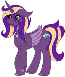 Size: 1120x1321 | Tagged: safe, artist:gray star, derpibooru exclusive, oc, oc only, oc:wishing star (graystar), fallout equestria, artificial alicorn, female, purple alicorn (fo:e), sad, tired, two toned mane, wings