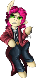 Size: 1115x2388 | Tagged: safe, artist:jamescorck, oc, oc only, oc:cotton bucket, pony, clothes, cosplay, costume, edward elric, fullmetal alchemist, simple background, solo, transparent background