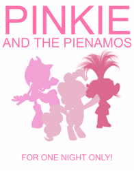 Size: 2200x2800 | Tagged: safe, pinkie pie, g4, amy rose, crossover, donna and the dynamos, high res, mamma mia!, pink, poppy help springwater, poster parody, simple background, sonic the hedgehog (series), trolls, white background