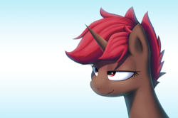 Size: 3667x2440 | Tagged: safe, artist:suhar, oc, oc only, oc:hardy, alicorn, pony, bust, high res, horn, lidded eyes, male, solo, stallion