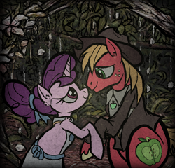 Size: 730x700 | Tagged: safe, artist:deidad dissitum, big macintosh, sugar belle, earth pony, pony, unicorn, g4, clothes, doodle, dress, duo, female, holding hooves, looking at each other, looking at someone, male, photo, ship:sugarmac, shipping, straight, wedding dress