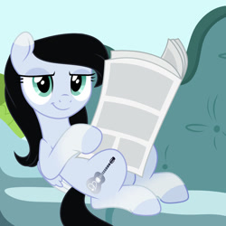 Size: 1280x1280 | Tagged: safe, artist:cindystarlight, oc, oc:lucy ghost, pegasus, pony, base used, female, mare, newspaper, solo