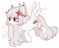 Size: 1920x1563 | Tagged: safe, artist:toffeelavender, oc, oc only, pegasus, pony, female, flower, flower in hair, mare, simple background, solo, white background