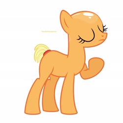 Size: 2048x2048 | Tagged: safe, artist:headshavepony, applejack, earth pony, pony, g4, bald, headshave, high res, shaved, shaved head, shaved mane, short tail, simple background, solo, tail, white background