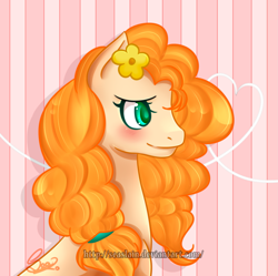 Size: 2027x2020 | Tagged: safe, artist:seaslain, pear butter, earth pony, pony, g4, 2017, bust, female, high res, mare, old art, profile, solo, spanish description, time-lapse included
