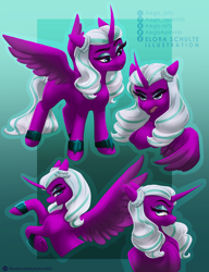 Size: 3000x3900 | Tagged: safe, artist:aegisaplomb, opaline arcana, alicorn, pony, g5, spoiler:g5, spoiler:my little pony: make your mark, female, frown, high res, mare, multeity, open mouth, open smile, rearing, smiling, solo, spread wings, wings