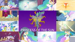 Size: 4350x2450 | Tagged: safe, edit, edited screencap, editor:quoterific, screencap, gallus, princess celestia, alicorn, pegasus, pony, unicorn, 2 4 6 greaaat, 28 pranks later, a canterlot wedding, equestria girls, equestria girls series, forgotten friendship, griffon the brush off, horse play, lesson zero, magical mystery cure, princess twilight sparkle (episode), sonic rainboom (episode), the crystalling, the cutie mark chronicles, the cutie re-mark, armor, blast, cloudsdale, eyes closed, female, female focus, flying, glowing, glowing horn, high res, horn, jewelry, magic, magic aura, magic beam, magic blast, male, mare, open mouth, regalia, royal guard, scroll, snow, solo focus, stallion