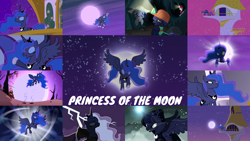 Size: 1978x1113 | Tagged: safe, edit, edited screencap, editor:quoterific, screencap, princess celestia, princess luna, spirit of hearth's warming yet to come, alicorn, bat, pony, a canterlot wedding, a hearth's warming tail, between dark and dawn, bloom & gloom, do princesses dream of magic sheep, for whom the sweetie belle toils, g4, luna eclipsed, my little pony best gift ever, princess spike, princess twilight sparkle (episode), season 2, season 3, season 4, season 5, season 6, season 9, sleepless in ponyville, the crystal empire, to where and back again, cape, clothes, eyes closed, female, jewelry, lightning, open mouth, raised hoof, regalia, snow