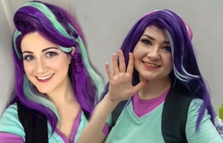 Size: 2532x1628 | Tagged: safe, artist:sarahndipity cosplay, artist:seabeersky, starlight glimmer, human, equestria girls, equestria girls specials, g4, my little pony equestria girls: mirror magic, clothes, cosplay, costume, everfree northwest, everfree northwest 2019, grin, irl, irl human, photo, smiling