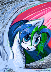 Size: 1190x1683 | Tagged: safe, artist:chirpy-chi, oc, oc only, oc:sky scraper, pegasus, pony, bust, portrait, solo