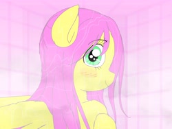 Size: 3698x2777 | Tagged: safe, artist:ponywarlord777, derpibooru exclusive, fluttershy, pegasus, pony, g4, anime, blushing, cute, high res, solo, wet, wet mane