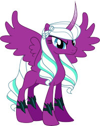 Size: 6065x7633 | Tagged: safe, artist:kysss90, artist:shootingstarsentry, opaline arcana, alicorn, pony, g4, g5, my little pony: make your mark, spoiler:g5, spoiler:my little pony: make your mark, absurd resolution, antagonist, base used, concave belly, female, g5 to g4, generation leap, looking at you, mare, queen, simple background, slender, smiling, smiling at you, smirk, solo, spread wings, thin, transparent background, villainess, wings