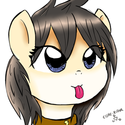 Size: 900x900 | Tagged: safe, artist:core-ridor, oc, oc only, pony, :p, bust, collar, portrait, simple background, solo, tongue out, white background