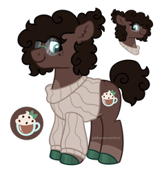 Size: 2050x2150 | Tagged: safe, artist:pink-pone, oc, oc:mocha bean, pony, clothes, glasses, high res, male, simple background, solo, stallion, sweater, transparent background