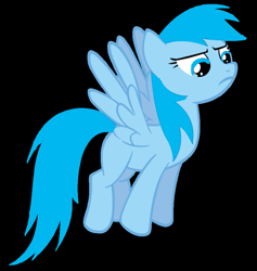 Size: 871x918 | Tagged: safe, artist:awesomepony777, blue october, blueberry muffin, pegasus, pony, g4, adult blank flank, angry, background pony, black background, blank flank, blue october is not amused, blueberry muffin is not amused, cute, female, frown, mare, ms paint, narrowed eyes, octoberdorable, simple background, stare down, unamused