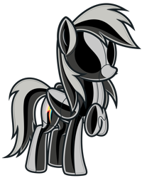 Size: 5523x6918 | Tagged: safe, alternate version, artist:severity-gray, rainbow dash, pegasus, pony, g4, alternate hairstyle, backwards cutie mark, blindfold, bondage, encasement, female, latex, latex suit, mare, raised hoof, simple background, smiling, solo, transparent background