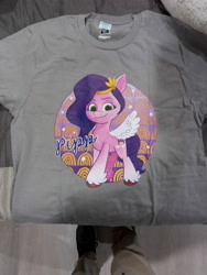 Size: 3120x4160 | Tagged: safe, pipp petals, pegasus, pony, g5, official, backwards cutie mark, clothes, hasbro, shirt, t-shirt