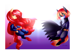 Size: 2848x2105 | Tagged: safe, artist:prettyshinegp, oc, oc only, earth pony, pony, unicorn, batman, cape, clothes, costume, dc comics, high res, male, superman