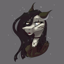 Size: 3000x3000 | Tagged: safe, artist:thelazyponyy, oc, oc only, earth pony, pony, bust, choker, earth pony oc, gray background, high res, simple background