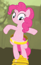 Size: 390x611 | Tagged: safe, screencap, pinkie pie, earth pony, pony, daring don't, g4, season 4, animated, bipedal, cute, female, gif, mare, rings of scorchero, solo, standing
