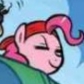 Size: 84x84 | Tagged: safe, official comic, pinkie pie, earth pony, pony, g4, spoiler:comic, cropped, cute, eyes closed, female, mare, offscreen character, scarf, smiling