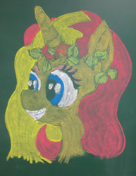 Size: 1314x1706 | Tagged: safe, alternate version, artist:malte279, oc, oc:miss libussa, pony, unicorn, chalk drawing, chalkboard, czequestria, traditional art