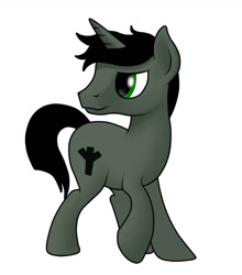 Size: 1024x1162 | Tagged: safe, artist:akellf, oc, oc only, oc:braunly, pony, unicorn, black hair, black mane, horn, pony oc, simple background, solo, unicorn oc, white background