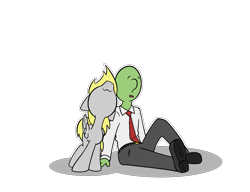 Size: 1403x1080 | Tagged: safe, artist:happy harvey, derpy hooves, oc, oc:anon, human, pegasus, pony, g4, behaving like a cat, cute, drawthread, duo, leaning, nuzzling, phone drawing, rubbing, simple, simple background, sitting, transparent background