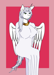 Size: 1800x2500 | Tagged: artist needed, source needed, safe, oc, oc:κασσάνδρα, alicorn, anthro, alicorn oc, big breasts, breasts, female, horn, solo, wings