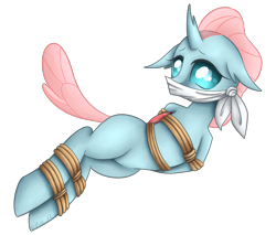 Size: 2000x1700 | Tagged: safe, artist:obsidianpie26, ocellus, changedling, changeling, g4, bondage, bound and gagged, cloth gag, damsel in distress, gag, kidnapped, over the nose gag, simple background, solo, tied up, transparent background