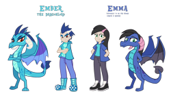 Size: 1700x950 | Tagged: safe, artist:tarkan809, princess ember, dragon, human, g4, dragonified, emma, humanized, misspelling, simple background, species swap, transparent background