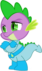 Size: 460x780 | Tagged: safe, artist:caffeinejunkie, artist:snicket324, editor:4-chap, spike, dragon, g4, clothes, costume, crossed arms, duck dodgers, male, simple background, solo, transparent background
