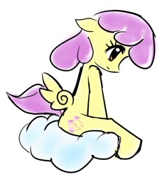 Size: 1170x1247 | Tagged: safe, artist:ponysprinkles, parasol, pegasus, pony, g4, cloud, female, looking down, on a cloud, profile, simple background, smiling, solo, white background, wings