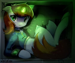 Size: 2200x1841 | Tagged: safe, artist:mistleinn, oc, oc only, oc:littlepip, pony, unicorn, fallout equestria, clothes, female, glowing, glowing horn, green eyes, horn, pipbuck, solo
