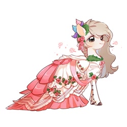 Size: 700x700 | Tagged: safe, artist:dreamsugar, oc, oc only, pony, clothes, commission, dress, female, flower, mare, rose, simple background, solo, white background