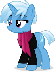 Size: 2909x3817 | Tagged: safe, artist:anime-equestria, trixie, pony, unicorn, g4, alternate hairstyle, clothes, female, high res, horn, lidded eyes, mare, scarf, simple background, smiling, solo, transparent background