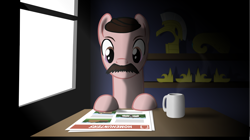 Size: 2204x1233 | Tagged: safe, artist:equestriaexploration, pony, atg 2022, david paulides, facial hair, male, newbie artist training grounds, ponified, solo, stallion