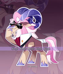 Size: 2390x2793 | Tagged: safe, artist:gkolae, oc, oc only, goat, adoptable, cloven hooves, high res, horns, male, solo, sunglasses, unshorn fetlocks, watermark, zoom layer