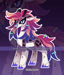 Size: 1369x1600 | Tagged: safe, artist:gkolae, oc, oc only, pony, adoptable, cloven hooves, ethereal mane, smiling, solo, starry mane, unshorn fetlocks, watermark, zoom layer