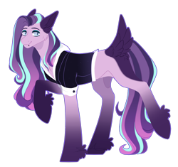Size: 1700x1600 | Tagged: safe, alternate version, artist:purplegrim40, oc, oc only, earth pony, pony, clothes, earth pony oc, magical lesbian spawn, male, offspring, parent:coloratura, parent:fluttershy, raised hoof, simple background, solo, stallion, transparent background