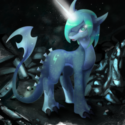 Size: 2449x2449 | Tagged: safe, artist:roselinath, oc, oc only, hybrid, pony, high res, horn, solo