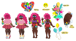 Size: 800x432 | Tagged: safe, artist:windywendy29, pinkie pie, human, g4, alternate hairstyle, barefoot, belly button, belly piercing, bellyring, bra, bracelet, chubby, clothes, commission, cutie mark tattoo, dark skin, ear piercing, earring, eyebrow piercing, feet, female, fishnet stockings, humanized, jewelry, necklace, nose piercing, nose ring, panties, piercing, purple underwear, red underwear, reference sheet, shirt, shoes, simple background, skirt, sneakers, solo, stockings, t-shirt, tattoo, thigh highs, transparent background, underwear