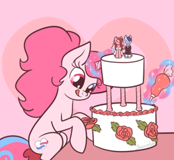 Size: 900x829 | Tagged: safe, artist:starrtoon, oc, oc only, pony, unicorn, cake, food, frosting, heterochromia, solo, wedding cake