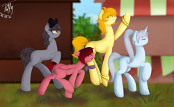 Size: 6500x4000 | Tagged: safe, artist:puffysmosh, earth pony, pegasus, pony, unicorn, absurd resolution, blake belladonna, ponified, profile, ruby rose, rwby, weiss schnee, yang xiao long