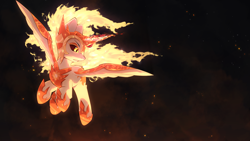 Size: 1920x1080 | Tagged: safe, artist:glazirka, daybreaker, alicorn, pony, g4, armor, female, flying, glowing, glowing horn, horn, mare, solo, wallpaper