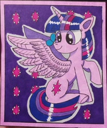 Size: 2992x3574 | Tagged: safe, artist:aking, twilight sparkle, alicorn, butterfly, pony, g4, butterfly on nose, high res, insect on nose, solo, traditional art, twilight sparkle (alicorn)