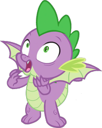 Size: 659x827 | Tagged: safe, edit, edited screencap, editor:pascalmulokozi2, screencap, spike, dragon, g4, molt down, background removed, male, open mouth, shocked, simple background, solo, transparent background, winged spike, wings