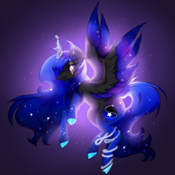 Size: 3204x3202 | Tagged: safe, artist:thelazyponyy, oc, oc only, alicorn, pony, alicorn oc, ethereal mane, eye scar, high res, horn, scar, solo, starry mane, wings