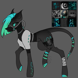 Size: 3000x3000 | Tagged: safe, artist:thelazyponyy, oc, oc only, earth pony, pony, clothes, colored hooves, earth pony oc, gas mask, gray background, high res, mask, simple background, solo